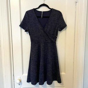 Design Lab Knit Dress, Speckled Grey/Navy Blue, US S